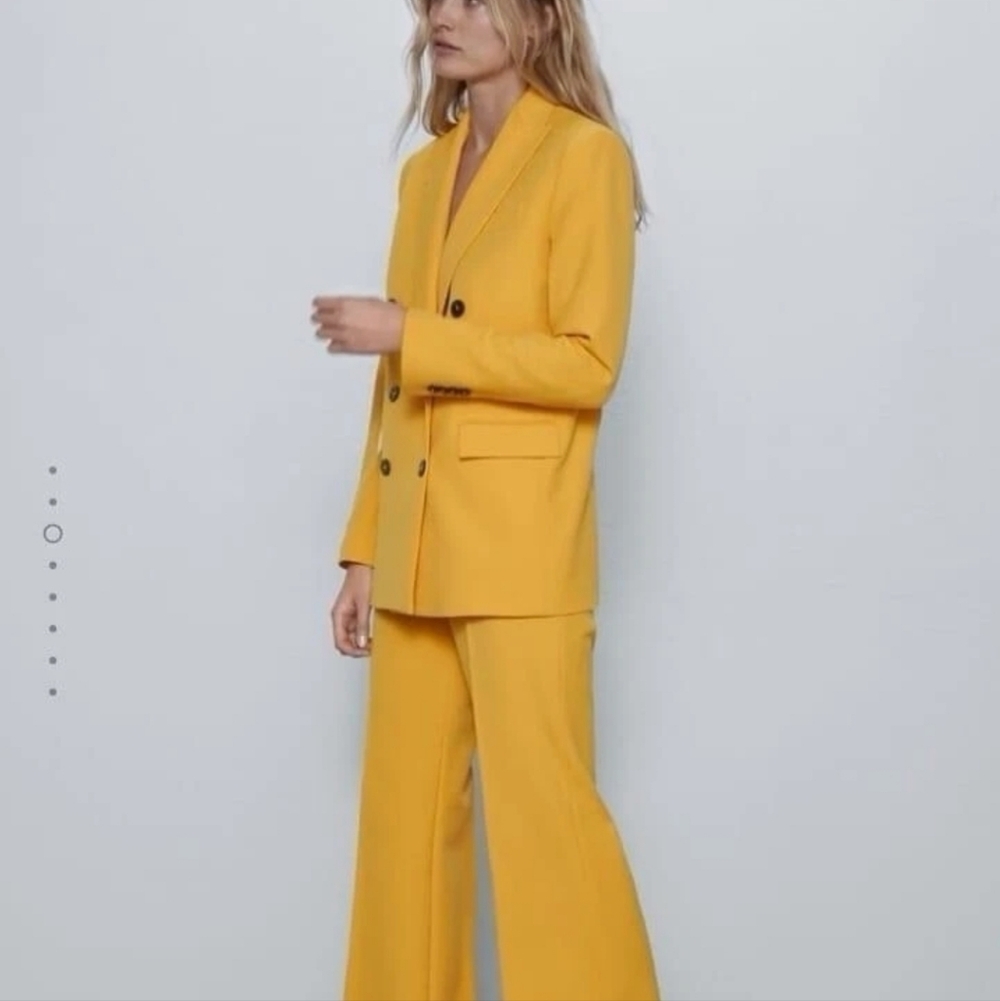 Zara Men's Tailored Double Breasted Flare Pant Slim Suit S Jacket Xs Pants - Picture 5 of 11